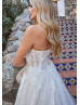 Beaded Ivory Lace Glitter Tulle Boho Princess Wedding Dress